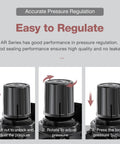 SNS air compressor pressure regulator with bracket and gauge, 1/4 NPT, adjustable 0-150 psi, front view