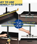 All Metal Adjustable Cabinet Hardware Jig With 5mm And 4mm Drilling Templates in use on drawer for precise handle installation