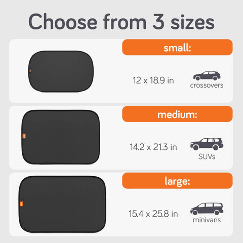 Size options for 2 Pack Car Window Sun Shades For Kids, UPF 50+ UV Block, 14.2 By 21.3 Inches, Static Cling Privacy Covers