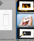 Image showing GFCI Style Rocker Light Switch Wall Plate Cover 1-Gang 4.50 By 2.76 Inches; includes examples of heat resistance and durability.