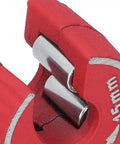 Close-up of 15mm Pipe Cutter Zinc Alloy Mini Tube Cutter with Replaceable Wheel For One Hand Use in red color.