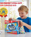 Child opening Electrical Circuit Board Kit For Kids With 25 Plus STEM Projects Learn Electricity, Voltage, Currents, Resistance And Magnetism In A Hands On Electronics Lab Toy For Ages 8 Through 13.