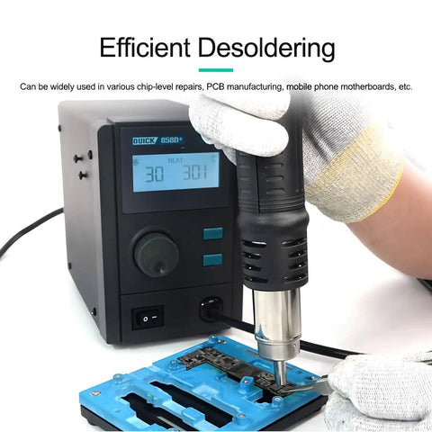 858D Plus Hot Air Desoldering Station With LCD Display Pro Grade Rework Tool For Chip PCB SMD Repairs 750W High Power Fast Heat