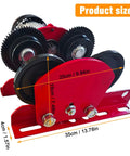 Beefy Electric Trolley For Power Hoist 1 Ton Capacity 2204 Lbs with heavy-duty wheels and adjustable beam flange, product dimensions shown