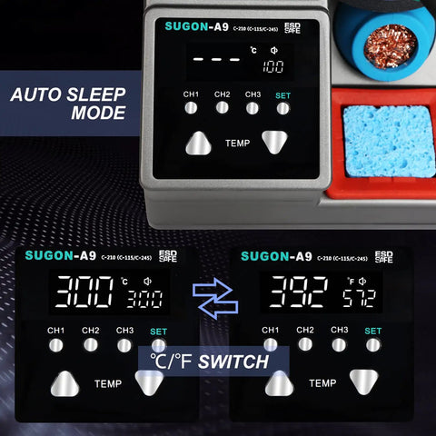 Pro Grade 210 Precision Soldering Station With Fast Heat Up To 716 Fahrenheit In 2 Seconds, auto sleep mode display