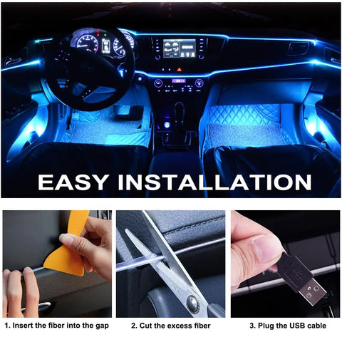 Interior Car LED Strip Lights With Wireless App And Remote Control RGB 2 In 1 Ambient Lighting Kit installation steps