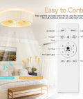 Jughtbo Boho Caged Fandelier Ceiling Fans with Lights and Remote Control, featuring remote and soft lighting in a cozy bedroom.