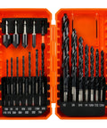 21 Piece Cobalt Drill Bit Set With TiAlN Coating For Hardened Metal And Stainless Steel Includes Drill Bits From One Sixteenth To One Half Inch And Four Countersink Bits From One Quarter To Five Eighths Inch With Sharp Bullet Tip For Precise Drilling in orange case