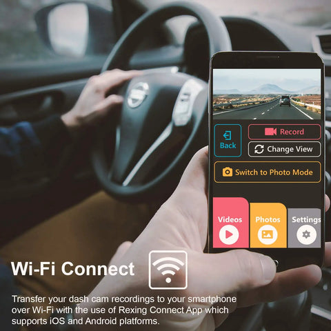 Driver using mobile app for Discreet 4K Ultra HD Dash Cam With 2.4 Inch LCD Screen WiFi 170 Degree Wide Angle G Sensor WDR
