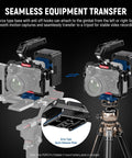 Foldable V Mount Battery Plate With Arca Type Quick Release Baseplate For DSLR Video Rig shown on gimbal and tripod setup