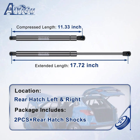 Heavy Duty Rear Hatch Strut Easy Bolt Right On Replace For 07 08 09 10 11 12 Hyundai Santa Fe Liftgate Tailgate in compressed and extended sizes.
