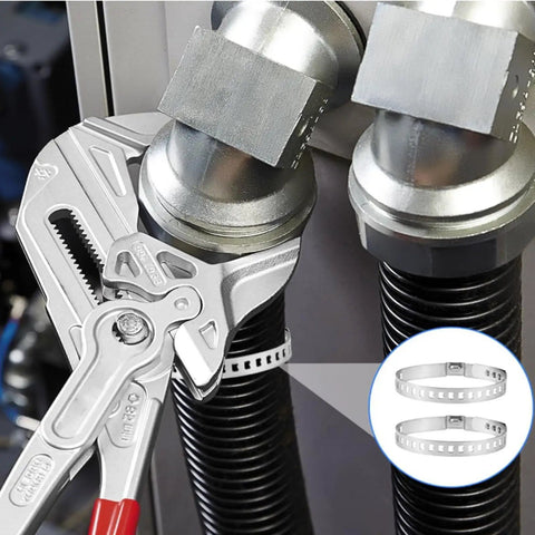 Heavy Duty Stainless Steel Crimping Tool Kit For Hose Clamps And Banding Shafts With Built-In Cutter Perfect For Cars Pipes Machinery CV Joint Boot Work And Universal Jobs on hose clamps