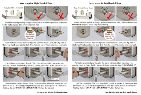 Installation instructions for Keyless Entry Door Lock With Touchscreen Keypad And Auto Lock For Home And Airbnb Rentals; SCYAN X2 Handle Lock In Satin Nickel Finish.