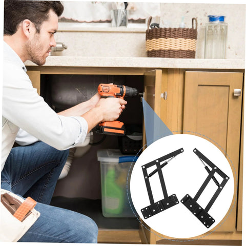 Installing drop leaf hinges for folding furniture on cabinet