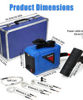 Pro Grade Magnetic Induction Heater Kit For Locked Up Bolts And Seized Bearings Fast Flameless Warming Device dimensions and components in a blue case.