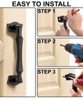 Installation of 10 Inch Sliding Barn Door Handle Matte Black Cast Iron Door Pull For Fence Gate Garage Shed Closet Cabinet Pantry Screws Included Easy Install Rustic Square Design Durable Cast Iron Construction Matte Black Powder Coat For Long Lasting Rust Resistant Use