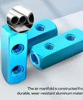 Four Piece Two Way Five Port Aluminum Air Compressor Manifold With One Quarter Inch Output Port And One Quarter Inch Supply Port