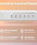 Intuitive control panel of Compact 32 Inch Electric Standing Desk With Four Memory Height Settings, LED display, 4 presets