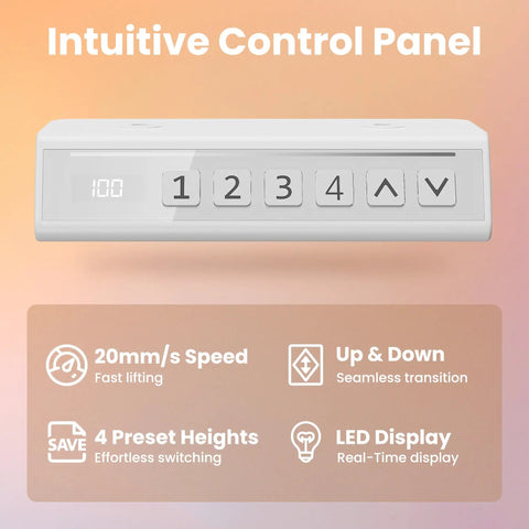 Intuitive control panel of Compact 32 Inch Electric Standing Desk With Four Memory Height Settings, LED display, 4 presets