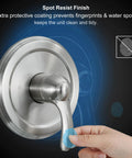 Slick Brushed Nickel Tub Shower Faucet Trim Kit With Smooth Single Handle Controls features spot resist finish minimizing fingerprints.