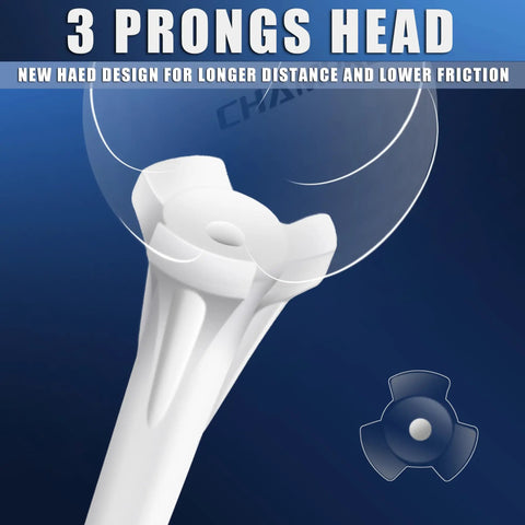 Three Prong Plastic Golf Tees 3-1/4 Inch Assorted Pack showing the three-prong head design for reduced friction