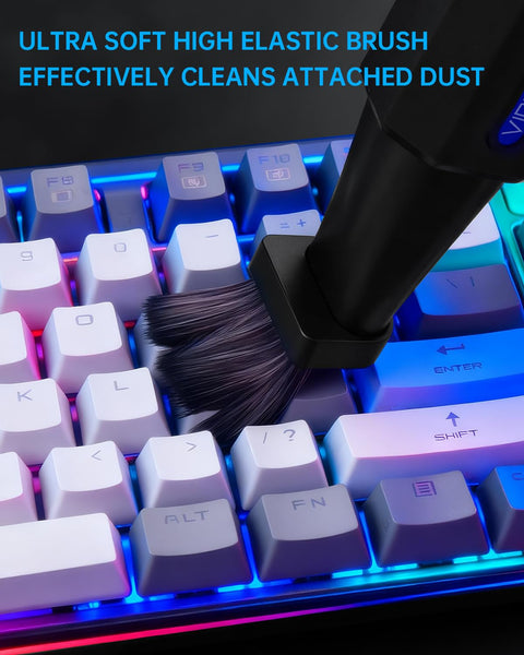 Cordless Air Duster With LED Light And 150000 RPM Brushless Motor cleaning keyboard with soft brush nozzle