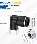 Two Pack 1/2 Inch Tube To 1/8 Inch NPT Nickel Plated Brass 90 Degree Pneumatic Female Elbow Push To Connect Fittings