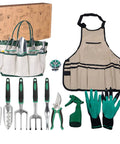 11-Piece Garden Tools Set For Women And Men With Heavy Duty Aluminum Hand Tools Apron And Storage Tote Bag All In One Planting Kit