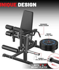 4 In 1 Leg Extension And Curl Machine For Home Gym With 800 LB Capacity, ergonomic handle, weight plate tree, barbell collar