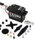 45Kg Brushless RC Servo With Metal Gear High Torque For 1/10 Scale Crawlers Like TRX4 TRX6 SCX10 III Upgrade Parts 270 Degree Travel IP67 Waterproof Design, shown with components and screws