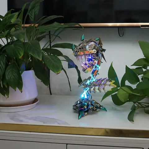 3D Metal Puzzle Kit For Adults Hands-On Can-nibal Flower Mechanical Assembly Model Chom-per Build Jigsaw Craft Brain Teaser Noisy But Fun Desk Decor Gift 770 Plus Pieces For Halloween Premium Stainless Steel Copper Alloy Construction Durable Office, lit desk decor