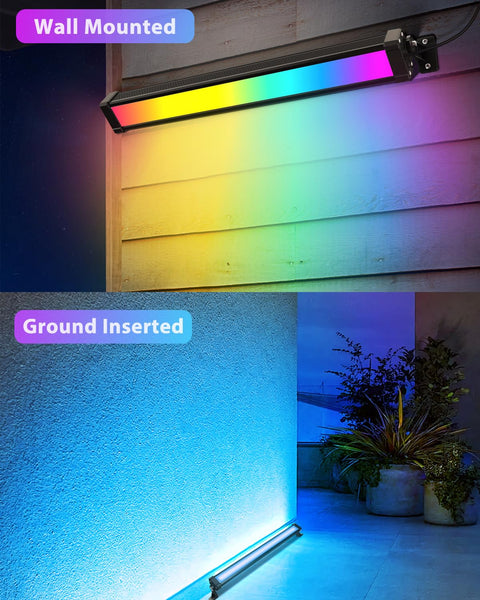 25W RGB RGBW Wall Wash Lights Outdoor IP66 Waterproof LED Stage Light Bar 4 Pack for Garden Yard with remote control