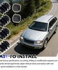 Silver car on road with 4PCS Rubber Brake Caliper Slide Pin Bushing Kit overlay, DIY install message