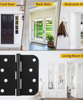 Built Tough Heavy Duty 4 Inch Black Exterior Door Hinges Three Pack With Removable Pin Square And Round Corner Design Matte Finish