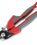 7 Inch Wire Rope Cutter For Railing And Cable Installations With Induction Hardened Blades shown with red and gray ergonomic handles.