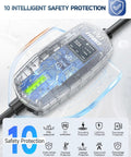 Level Two Portable EV Charger Delivering 32 Amp Power At 240 Volts With A Heavy Duty 25 Foot Cord showing safety features and display.