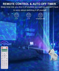 Dope Galaxy Night Light Projector With 6 In 1 Space Theme 21 Color Modes Bluetooth Speaker in bedroom setting with remote.