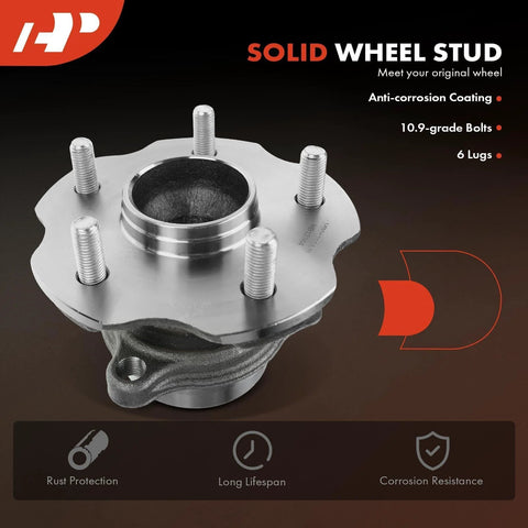 Solid wheel stud with anti-corrosion coating and 10.9-grade bolts, 6 lugs, shown with rust protection and longevity features.