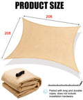 Desert Sand 20x20 Sun Shade Sail Square Waterproof Outdoor Canopy With UV Protection For Patio Garden Backyard Deck And Poolside