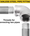 Two Pack Three Quarter Inch NPT Female to Female 90 Degree Stainless Steel Pipe Elbow Fittings for water and gas piping