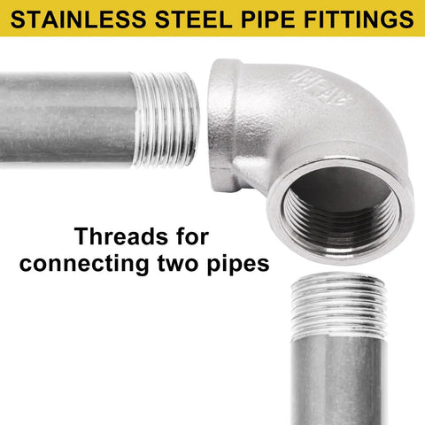 Two Pack Three Quarter Inch NPT Female to Female 90 Degree Stainless Steel Pipe Elbow Fittings for water and gas piping