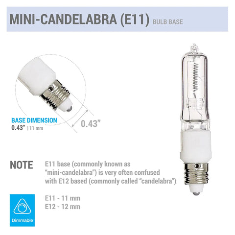 Image of 4 Pack 100W Halogen Candelabra Bulbs T4 120V E11 Mini Candelabra Base Clear Dimmable Warm White for chandeliers pendants cabinet lighting and home decor fixtures.