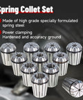 ER32 R8 Collet Chuck Holder With 11 Piece ER32 Collet Set And Wrench For Milling Machine Tough Alloy Steel shown in focus
