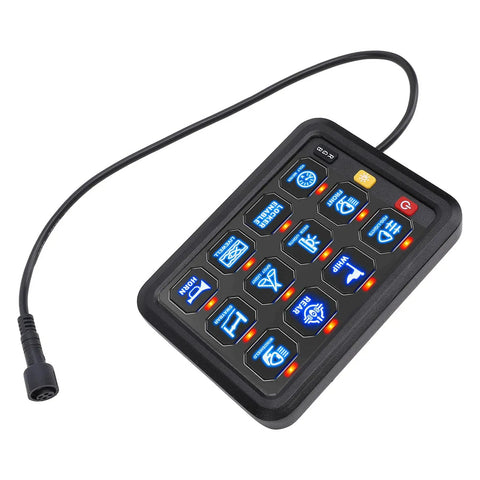 12 Gang RGB LED Switch Panel With 8 Color Modes And 5 Brightness Levels For Cars Boats And Marine Use 80A Heavy Duty IP65 Waterproof Panel