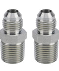 Two Pack Three Eighths JIC Male Flare To Three Eighths NPT Hydraulic Hose Adapters In Carbon Steel Built Rugged For Heavy Duty Pipe Fittings Connector