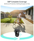 Solar Powered Wireless Outdoor Security Camera With 2K 360 Degree View Color Night Vision AI Smart Detection Low Light Performance