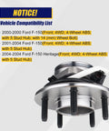 Front Wheel Bearing Hub Assembly 2 Pack For Ford F150 2000 To 2004 With ABS 5 Lug Bolts 14mm Studs Front Hub Replacement For 4WD Heritage 2004 Premium Quality Direct Fit next to vehicle compatibility list