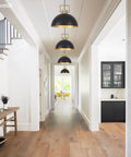 Matte Black Farmhouse Pendant Light 2 Pack Adjustable Height Lighting in hallway