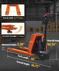 Heavy Duty Electric Pallet Jack With 4400 Lb Capacity And Lithium Battery showing dimensions: 48 inch fork length and 52.16 inch height.