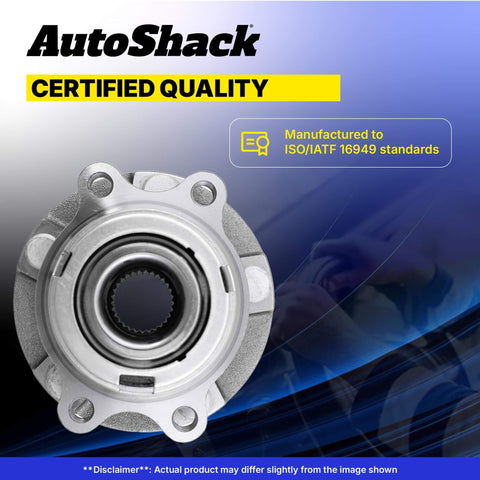Front Wheel Hub Bearing Assemblies with ABS Sensor Pair (2) for 2000-2016 GM models, shown in a close-up with quality certification